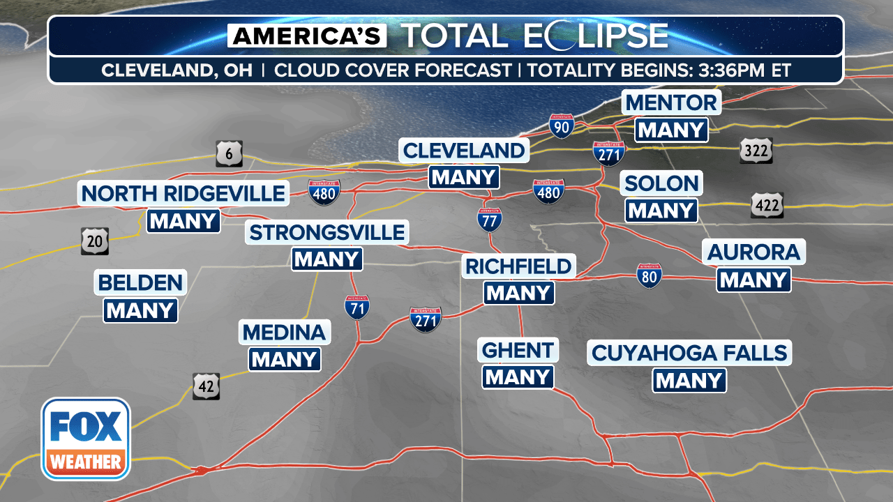 Total solar eclipse live tracker Cloud forecasts for cities, states in